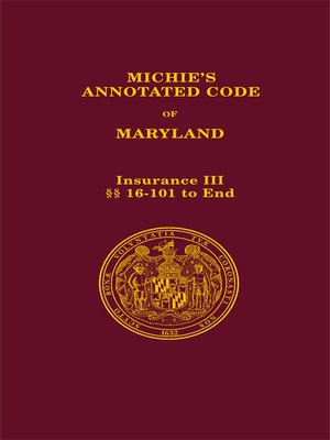 cover image of Michie's Annotated Code of Maryland